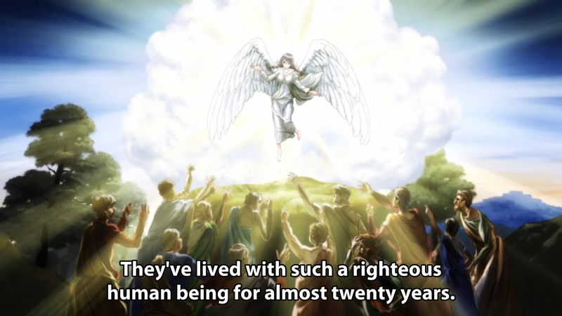 Oshino makes the case for Tsubasa’s parents’ abusive behaviour. This pisses Koyomi off.